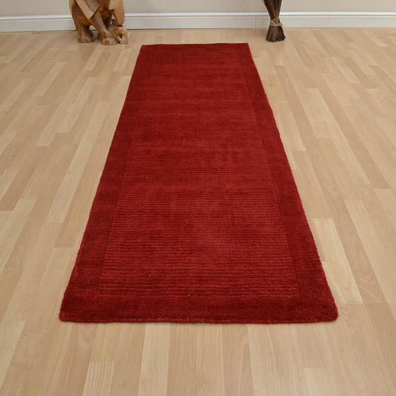 Tapis de couloir uni pure laine CANDY Rouge - Novatrend 