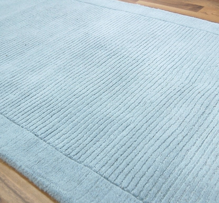 Tapis de couloir uni pure laine CANDY Bleu ciel - Novatrend 