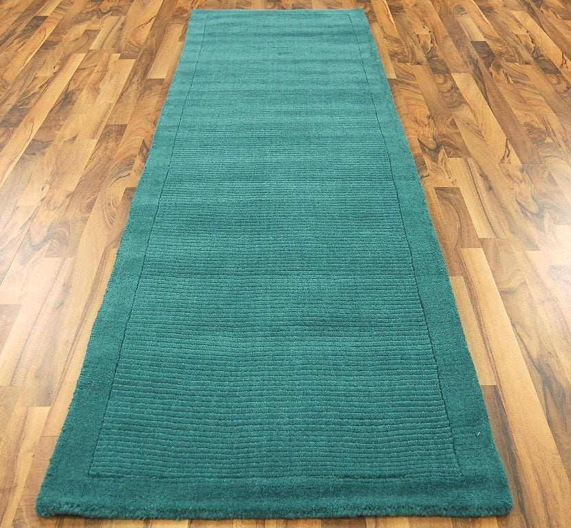 Tapis de couloir uni pure laine CANDY Turquoise - 0