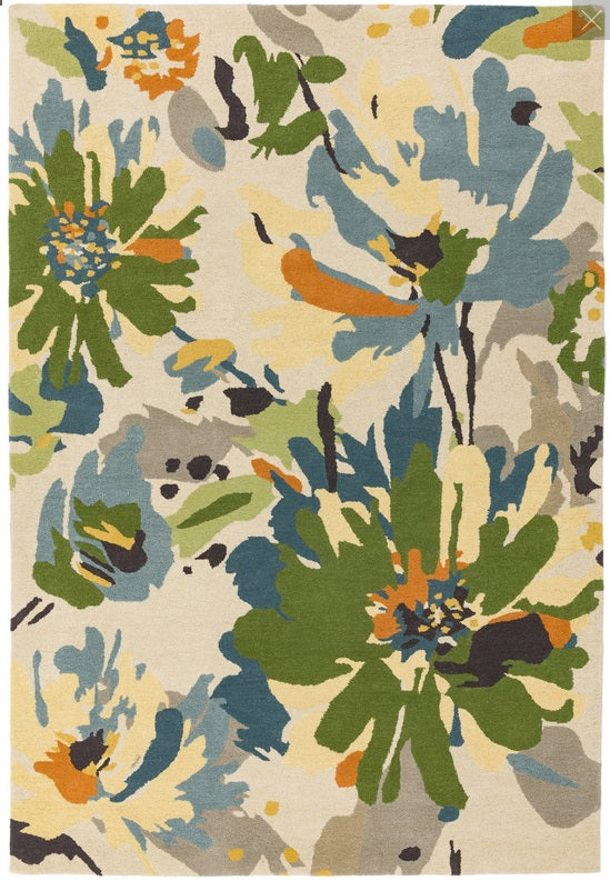 FLORY wool floral living room rug 