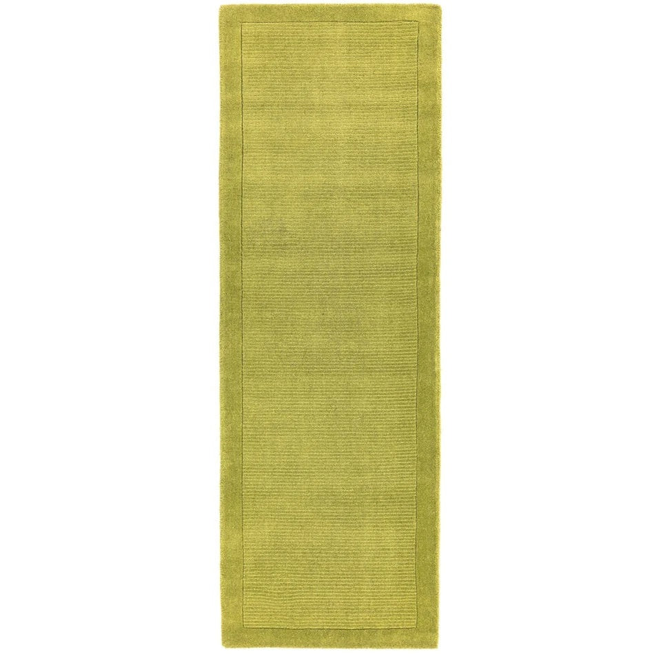 CANDY Light Green Pure Wool Plain Runner Rug 