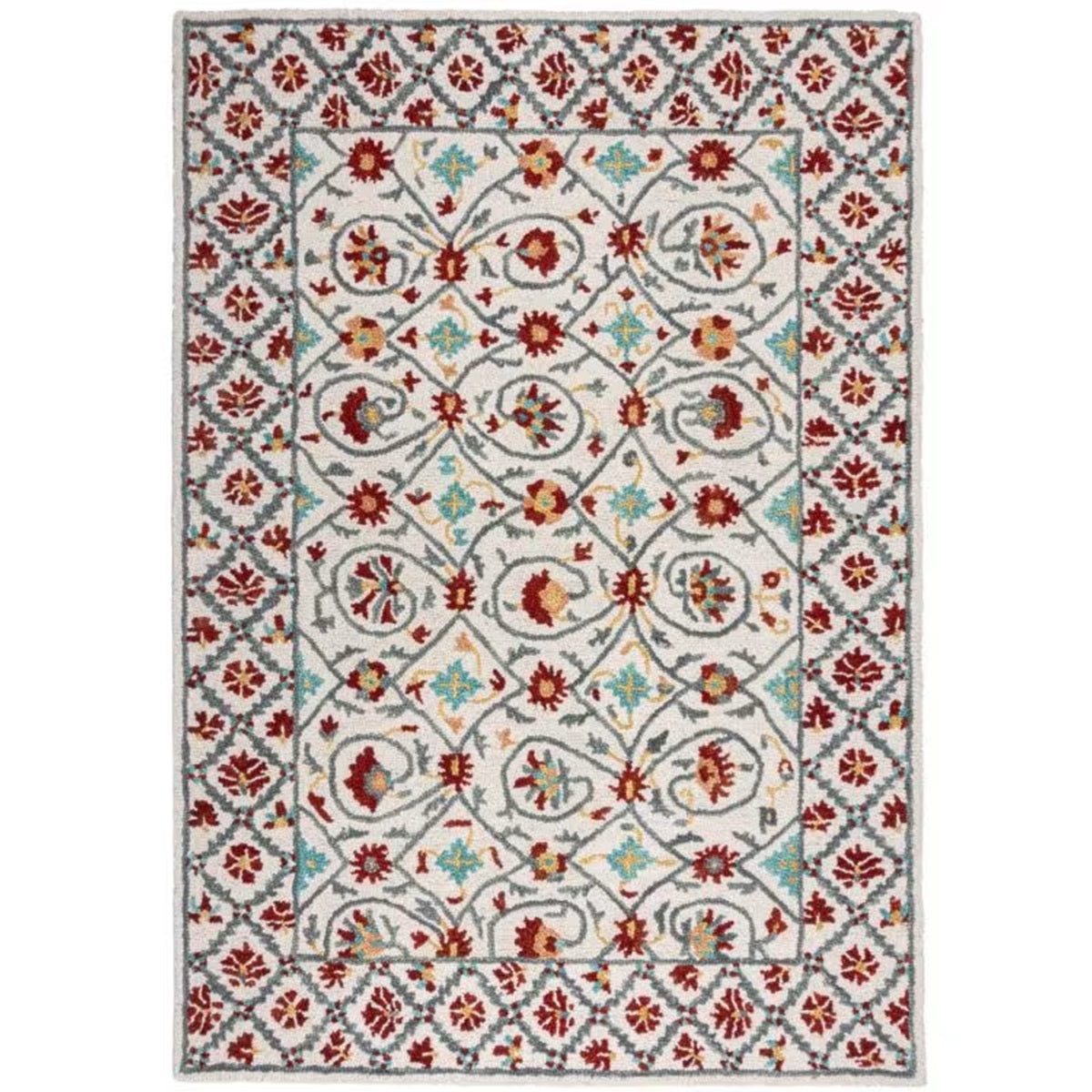 Tapis style floral pure laine LEAF