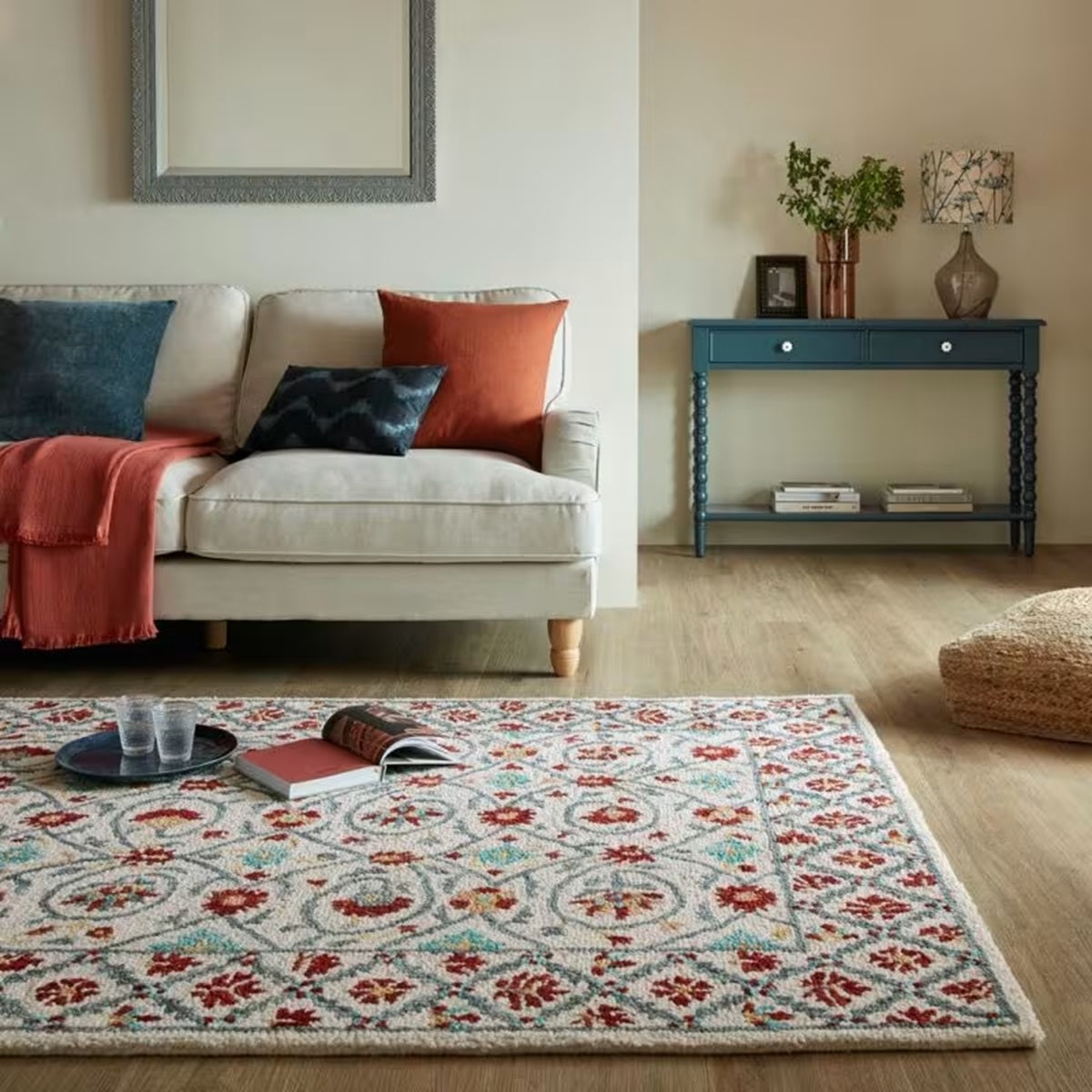 LEAF pure wool floral style rug 