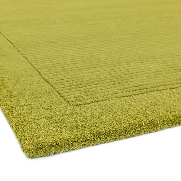 CANDY Light Green Pure Wool Plain Runner Rug 