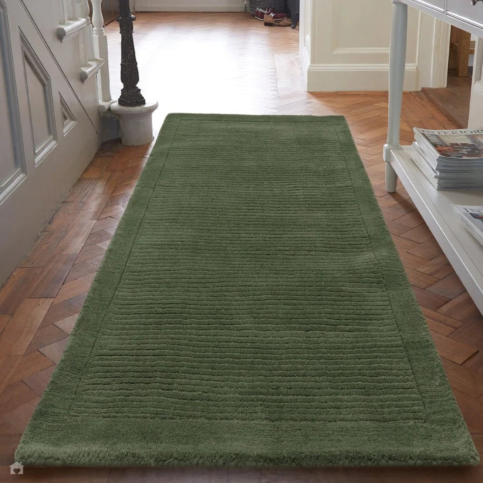 Tapis de couloir uni pure laine CANDY Vert - 0