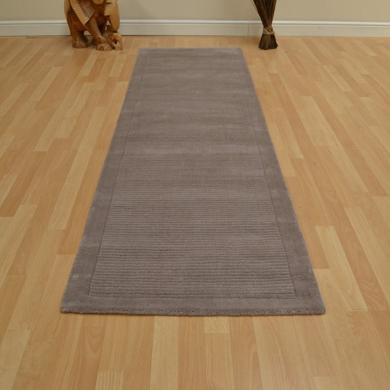 CANDY Taupe pure wool plain runner rug 