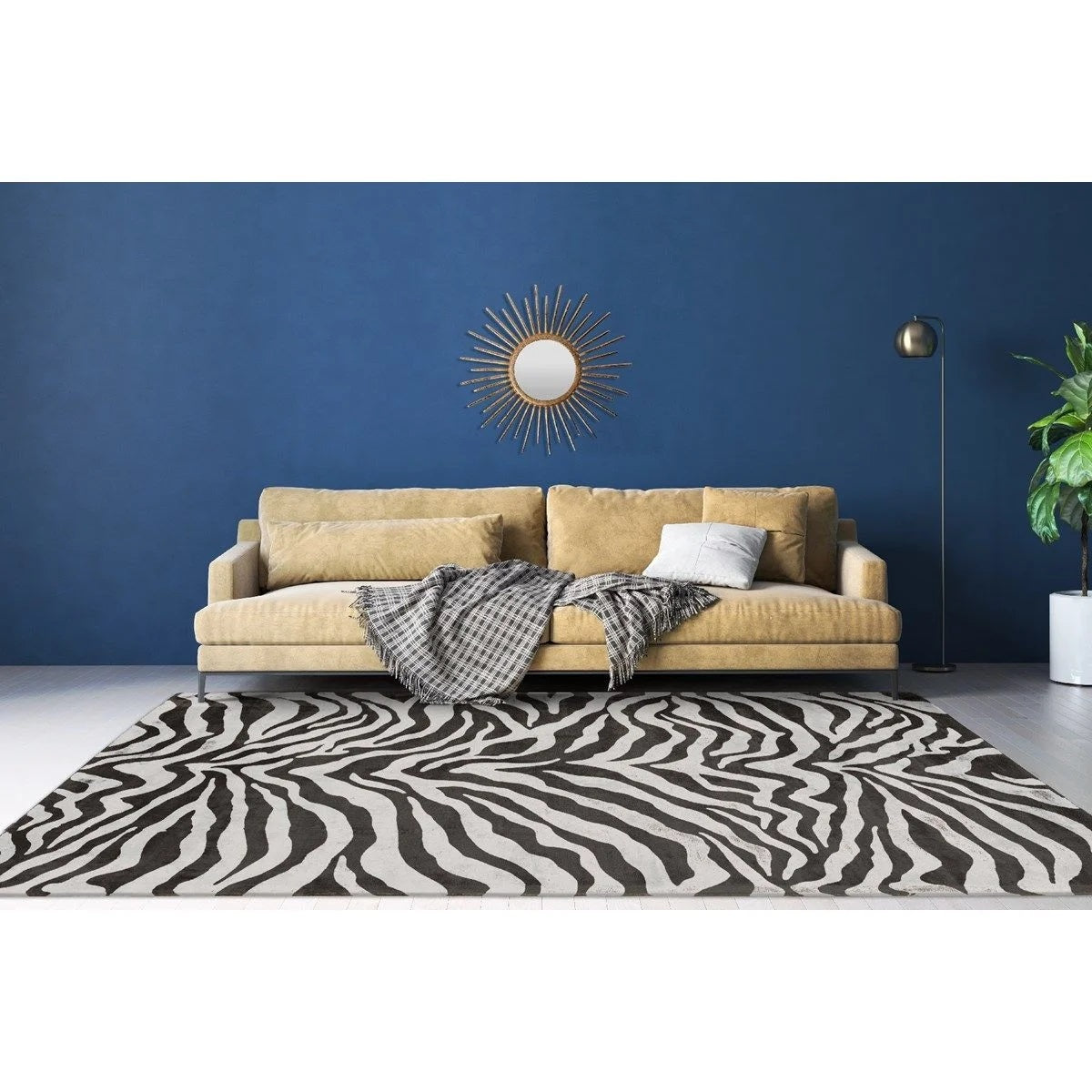 Tapis de salon en viscose design fait main ZEBRA - 0