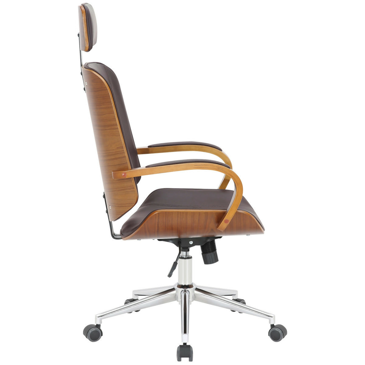 Dayton Office Chair, Brown Leather &amp; Walnut