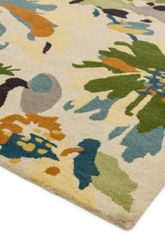 FLORY wool floral living room rug 