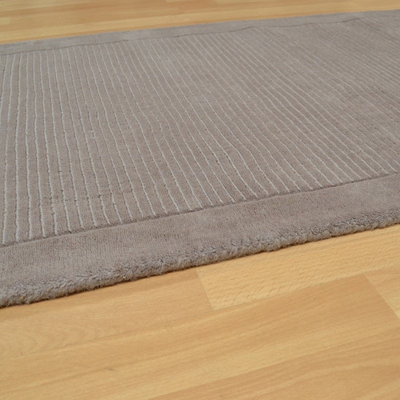 CANDY Taupe pure wool plain runner rug 