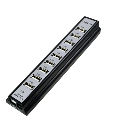 Logilink | Hub USB 2.0 10 ports avec adaptateur secteur