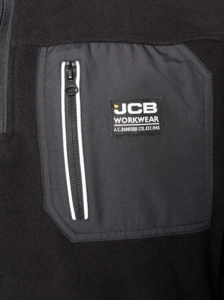 JCB TRADE HEAVYWEIGHT 1/4 ZIP BLACK TECH FLEECE