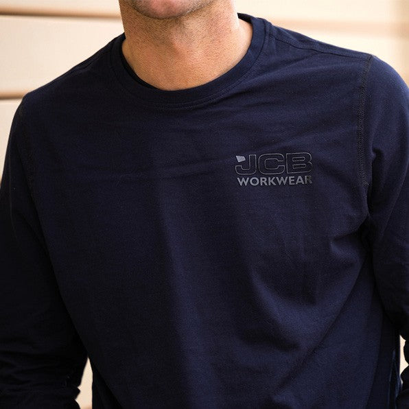 JCB WORKWEAR BANNER L/S NAVY T-SHIRT