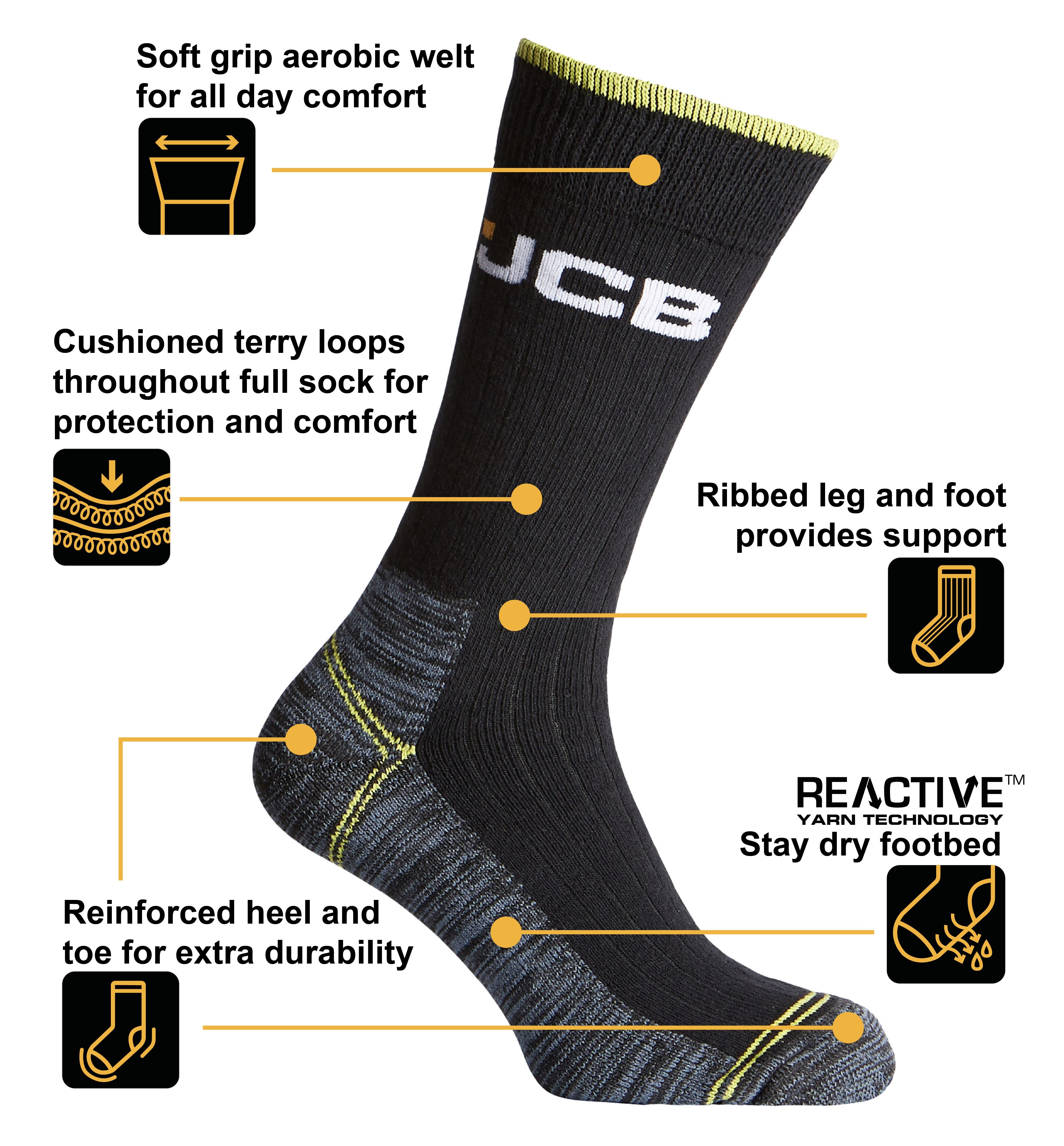 3PK HIGH VIS BOOT SOCKS