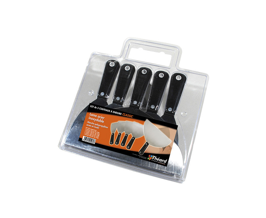 Blister pack of 5 stainless steel knives