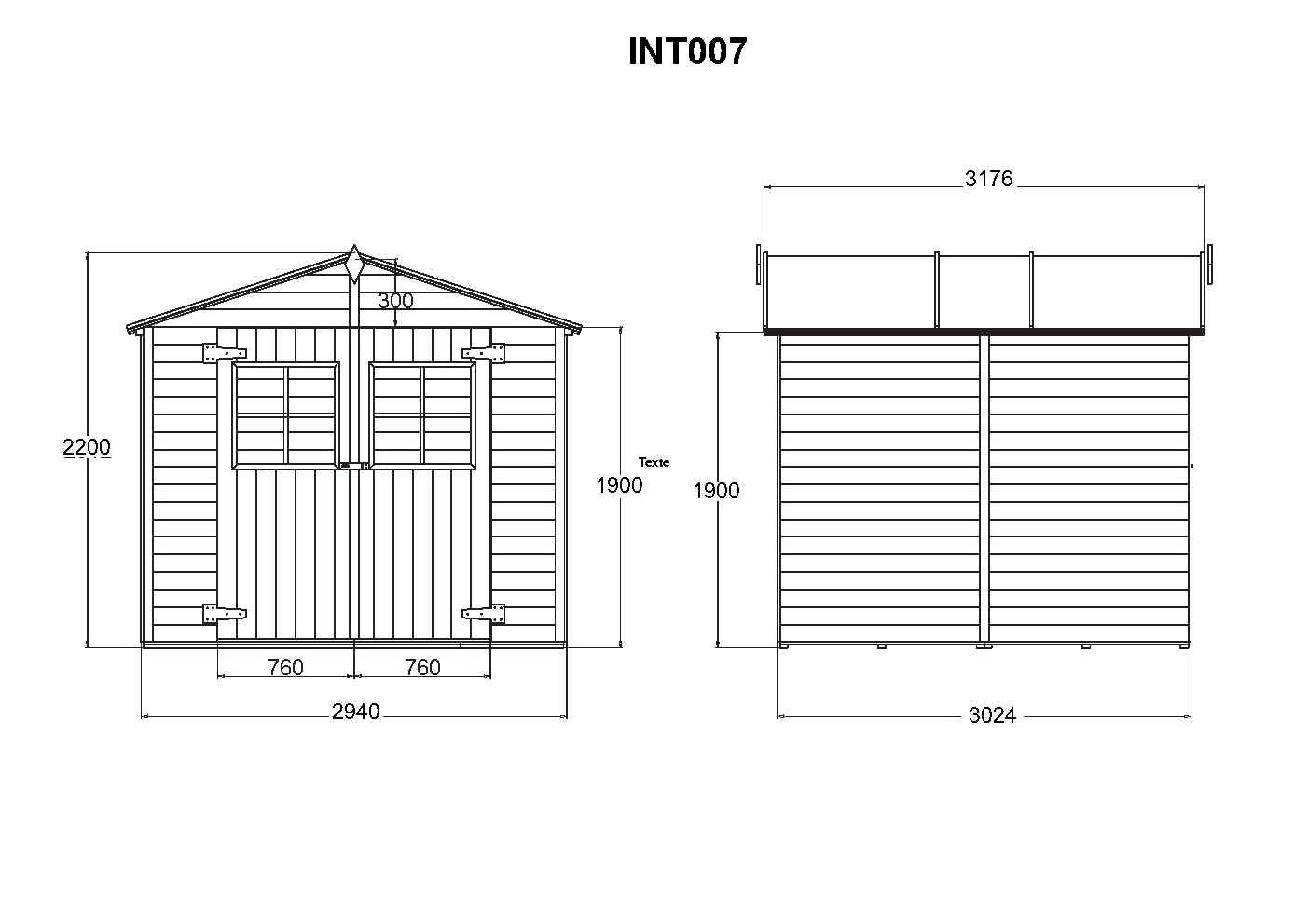 Garden shed in autoclave-treated wood, ep19mm, useful surface area 8.29m², 300x294x220, INT007/INEKSA