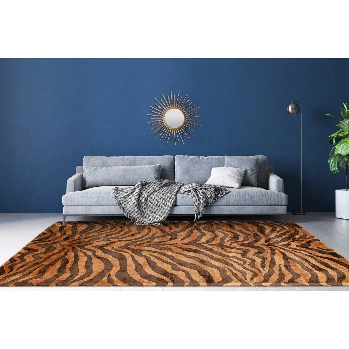 Tapis de salon en viscose design fait main ZEBRA