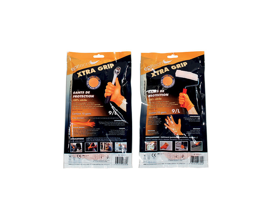 Sachet de 10 gants de protection 100% nitrile