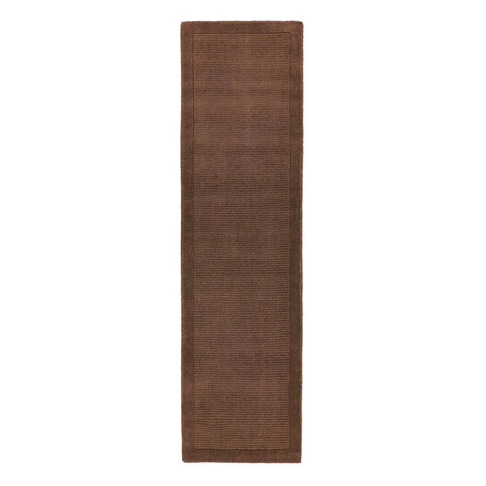 Tapis de couloir uni pure laine CANDY Marron - Novatrend 