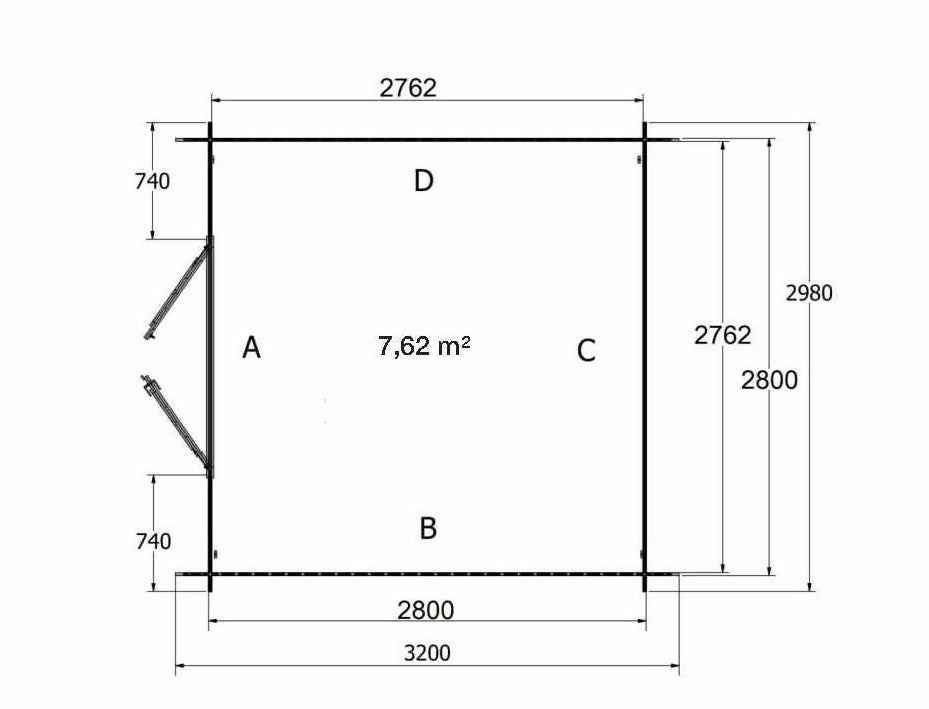 Gartenhaus aus Holz, 19 mm dick, Nutzfläche 7,62 m², 298 x 298 x 235 cm, INT019/INEKSA