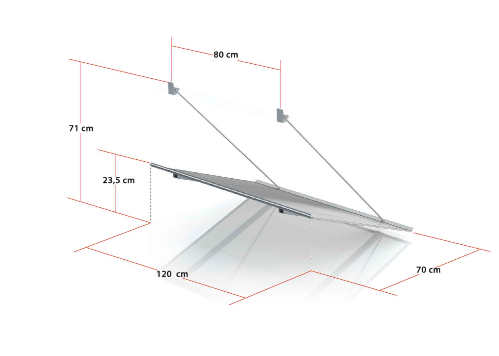 Arctom marquise auvent de porte SP1 120 cm anthracite - Plaque en polycarbonate cellulair