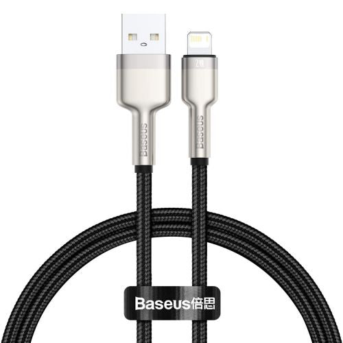 USB cable for Lightning Baseus Cafule, 2.4A, 0.25m (black) - 0