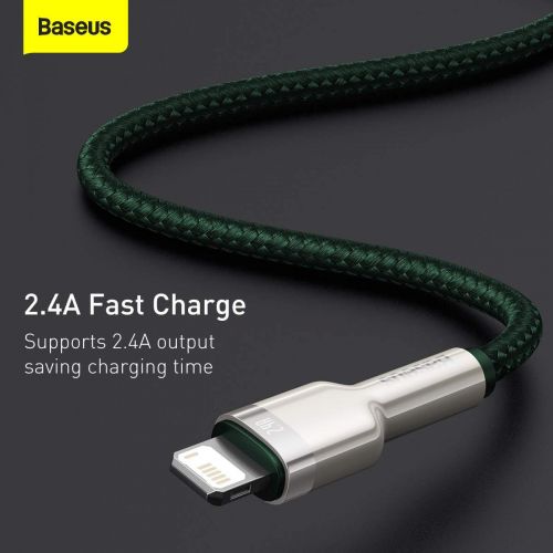 USB cable for Lightning Baseus Cafule, 2.4A, 2m (green)