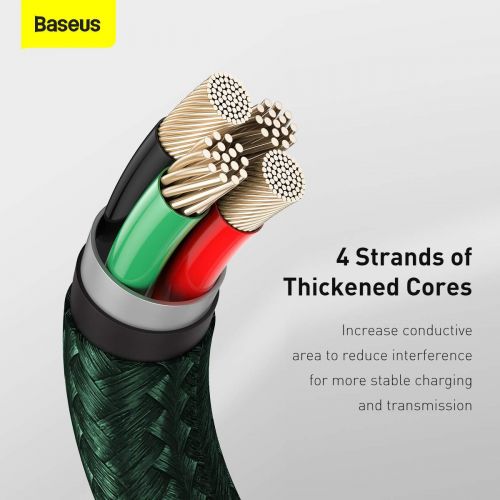 USB cable for Lightning Baseus Cafule, 2.4A, 2m (green)