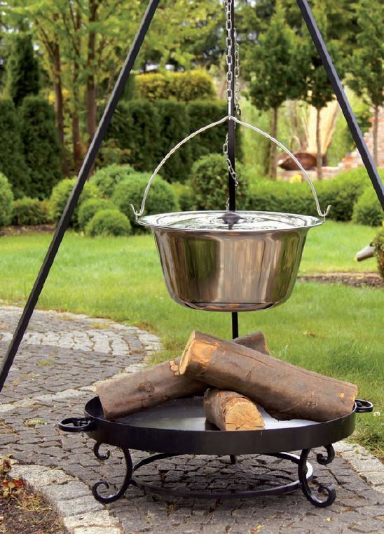 Chaudron pot inoxydable avec couvercle + brasero MALTA, 14L Chaudron/ 70cm brasero