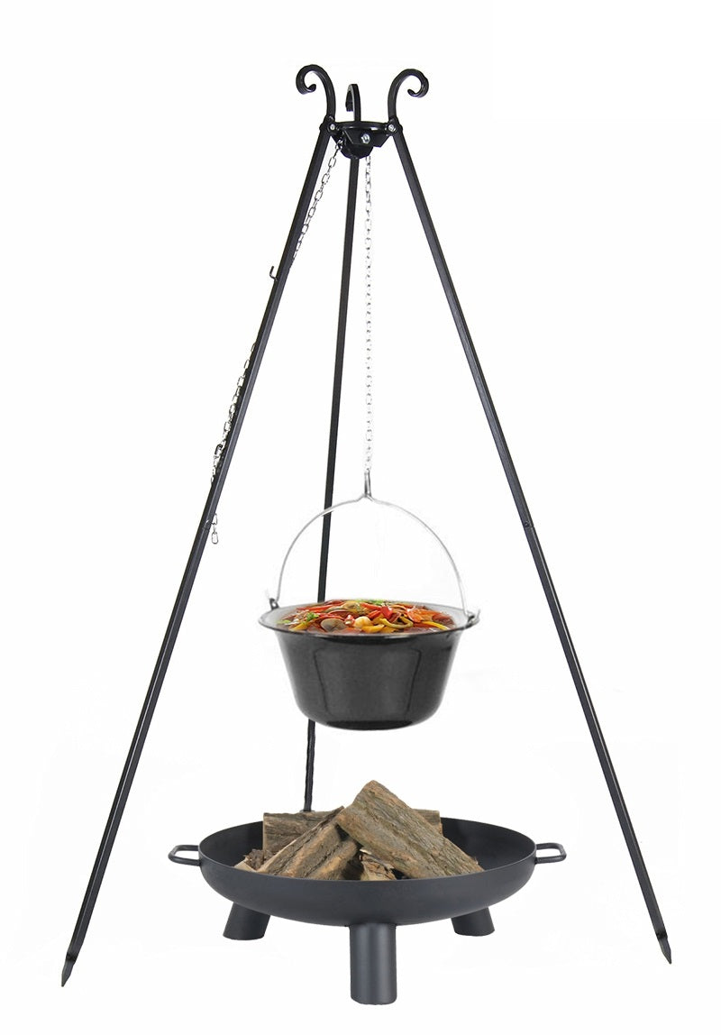 Chaudron pot émaillé avec couvercle + brasero BALI, 10L chaudron/ 70cm brasero clicktofournisseur.com