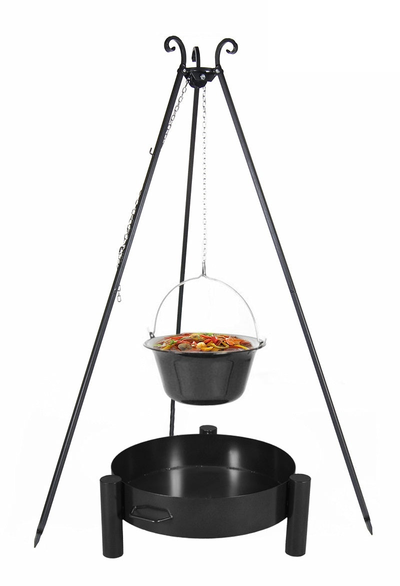 Chaudron pot émaillé avec couvercle + brasero HAITI, 10L chaudron/ 70cm brasero