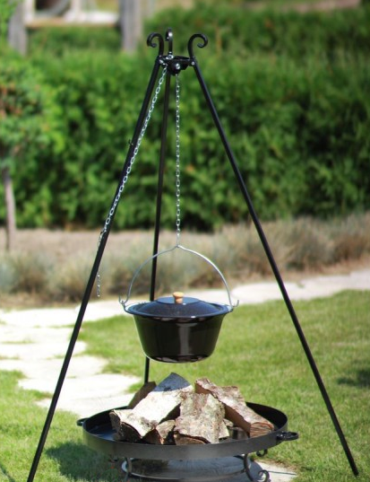 Chaudron pot émaillé avec couvercle + brasero MALTA, 10L chaudron/ 70cm brasero