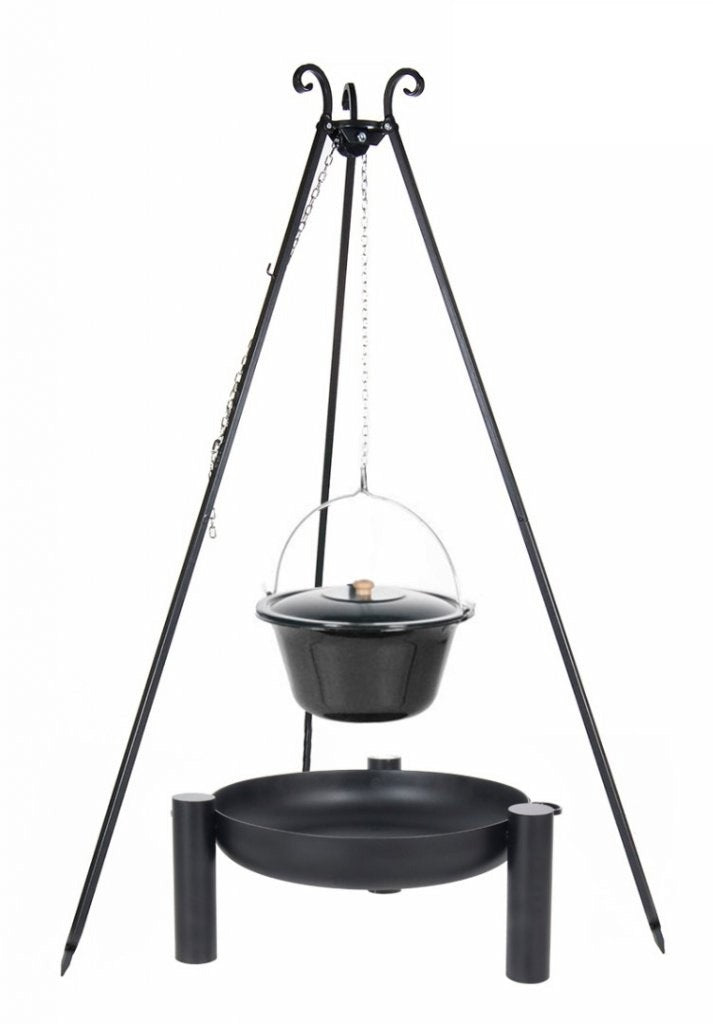 Chaudron pot émaillé avec couvercle + brasero PALMA, 10L chaudron/ 70cm brasero