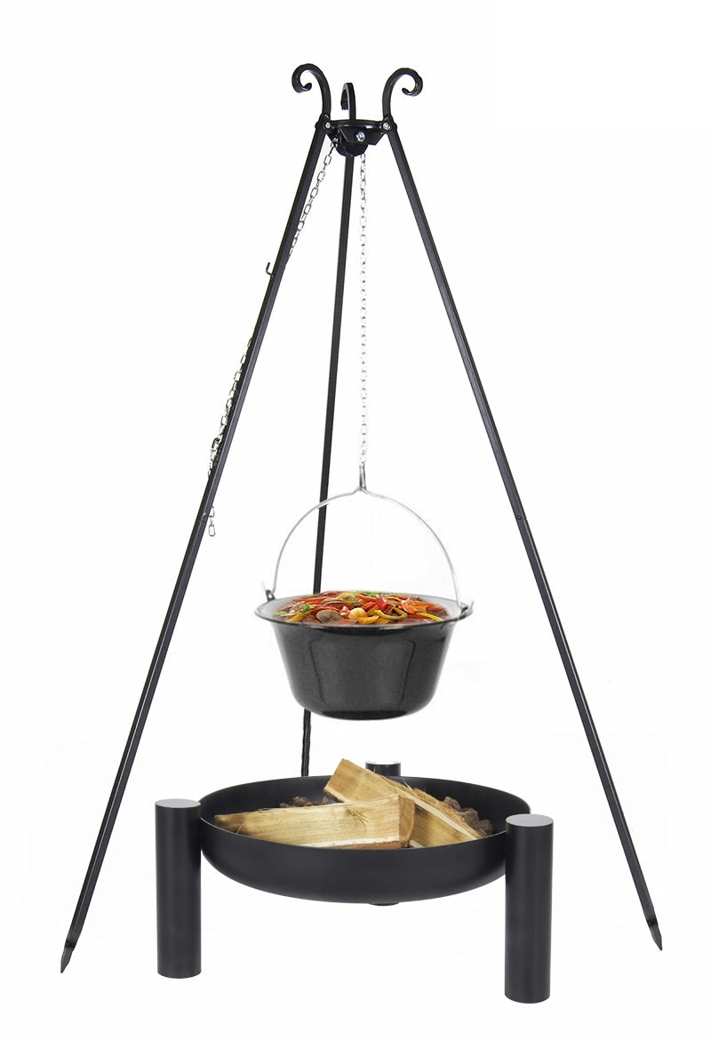 Chaudron pot émaillé avec couvercle + brasero PALMA, 10L chaudron/ 70cm brasero