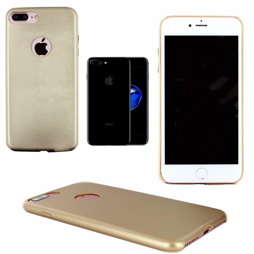 Coque Arrière de Protection en Simili Cuir Or Beige pour Apple iPhone 7 Plus clicktofournisseur.com