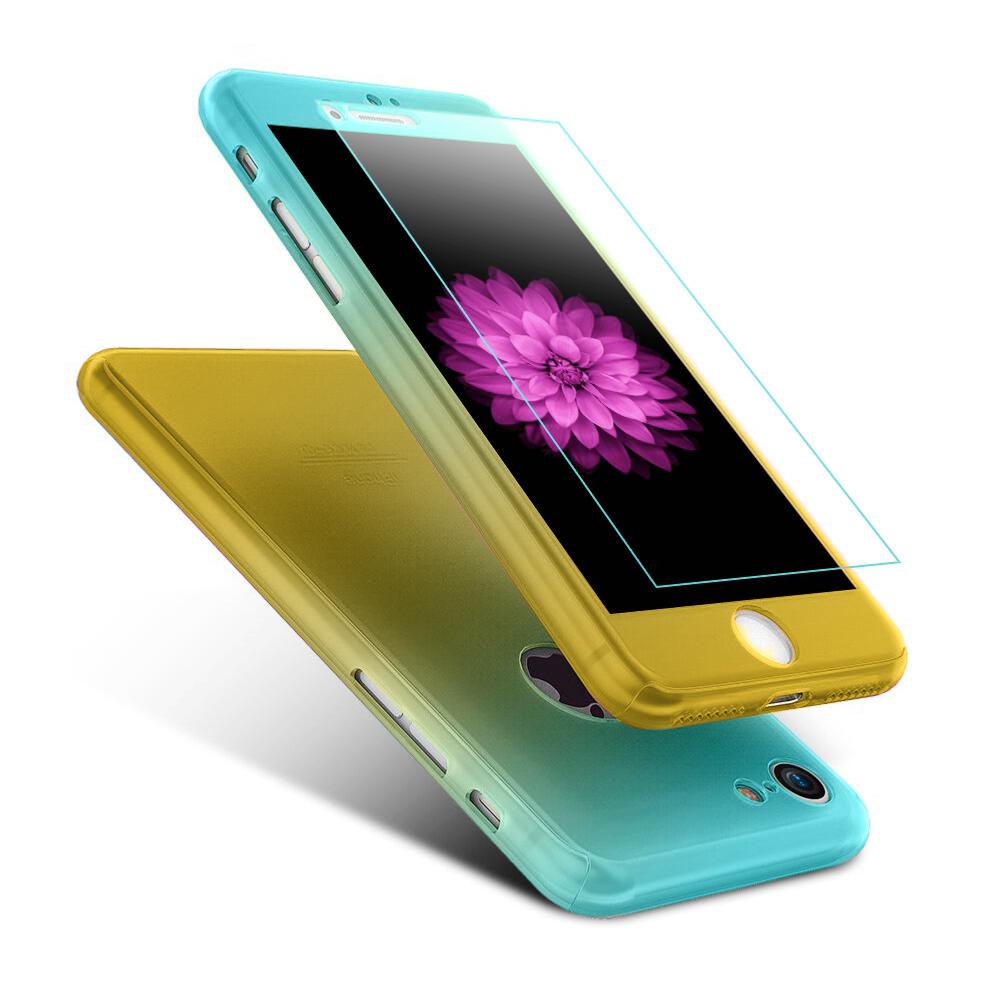 Coque Complète Bicolore Bleu et Jaune avec Verre pour Apple iPhone 7 clicktofournisseur.com