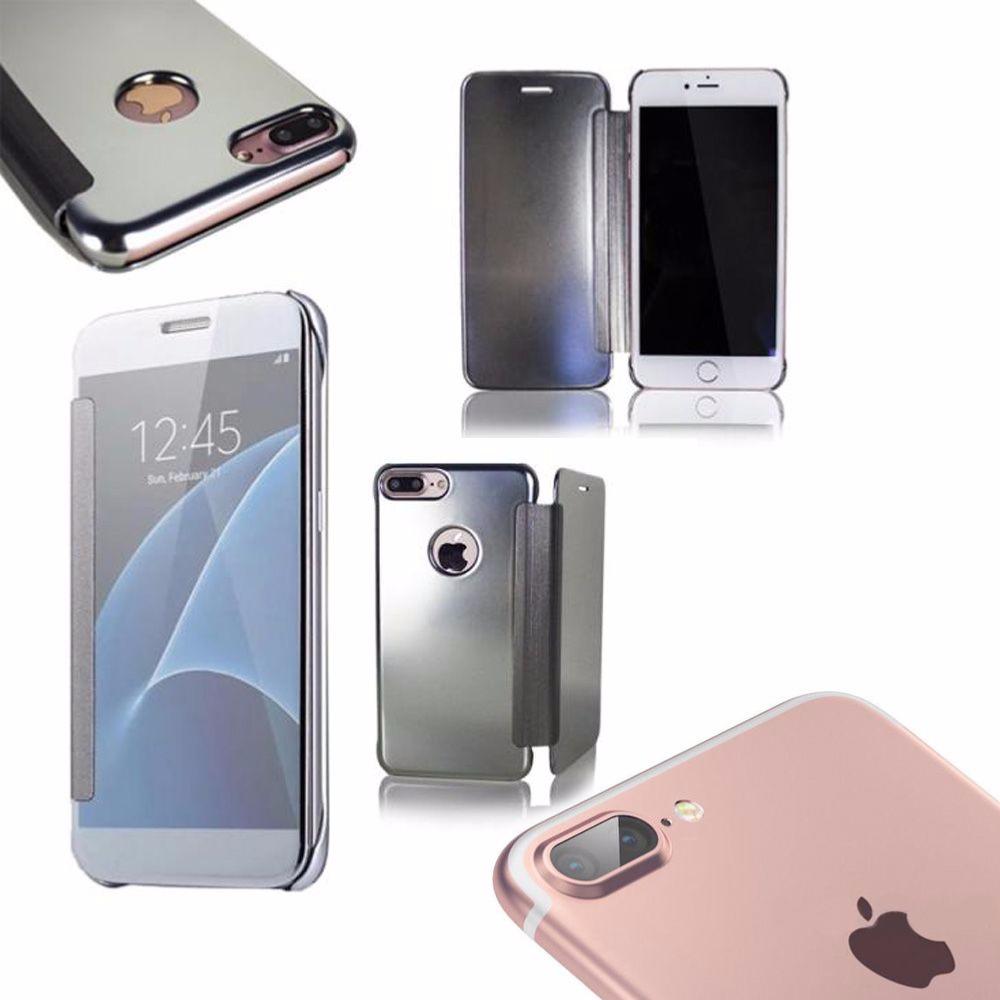 Coque Etui Housse Argent avec Effet Miroir Transparent pour Apple iPhone 7 Plus clicktofournisseur.com