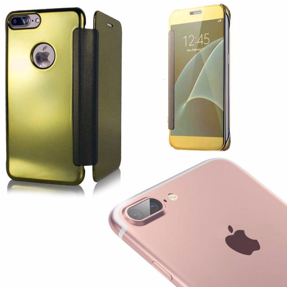 Coque Etui Housse Or avec Effet Miroir Transparent pour Apple iPhone 7 Plus clicktofournisseur.com