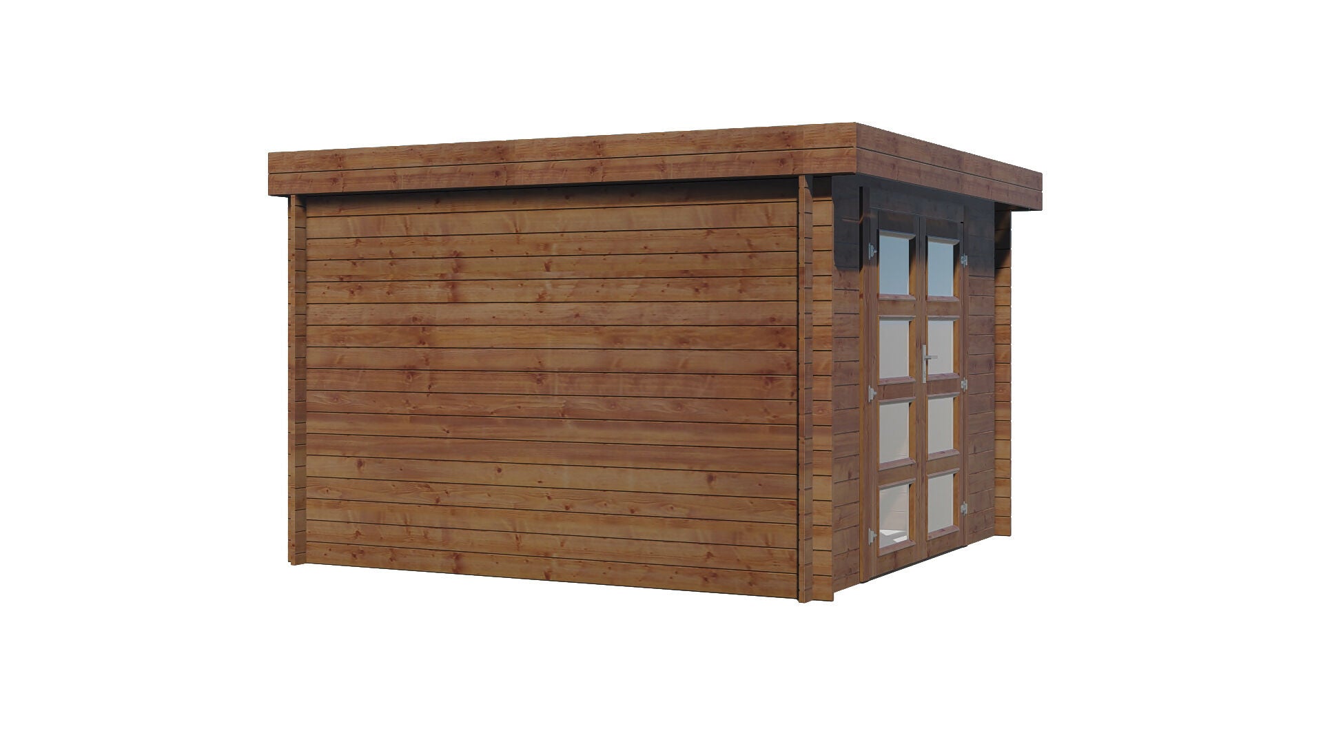 Abri de jardin en bois traité, ep 28mm, surface utile 7,5m², 298x298X207cm, INT024/INEKSA