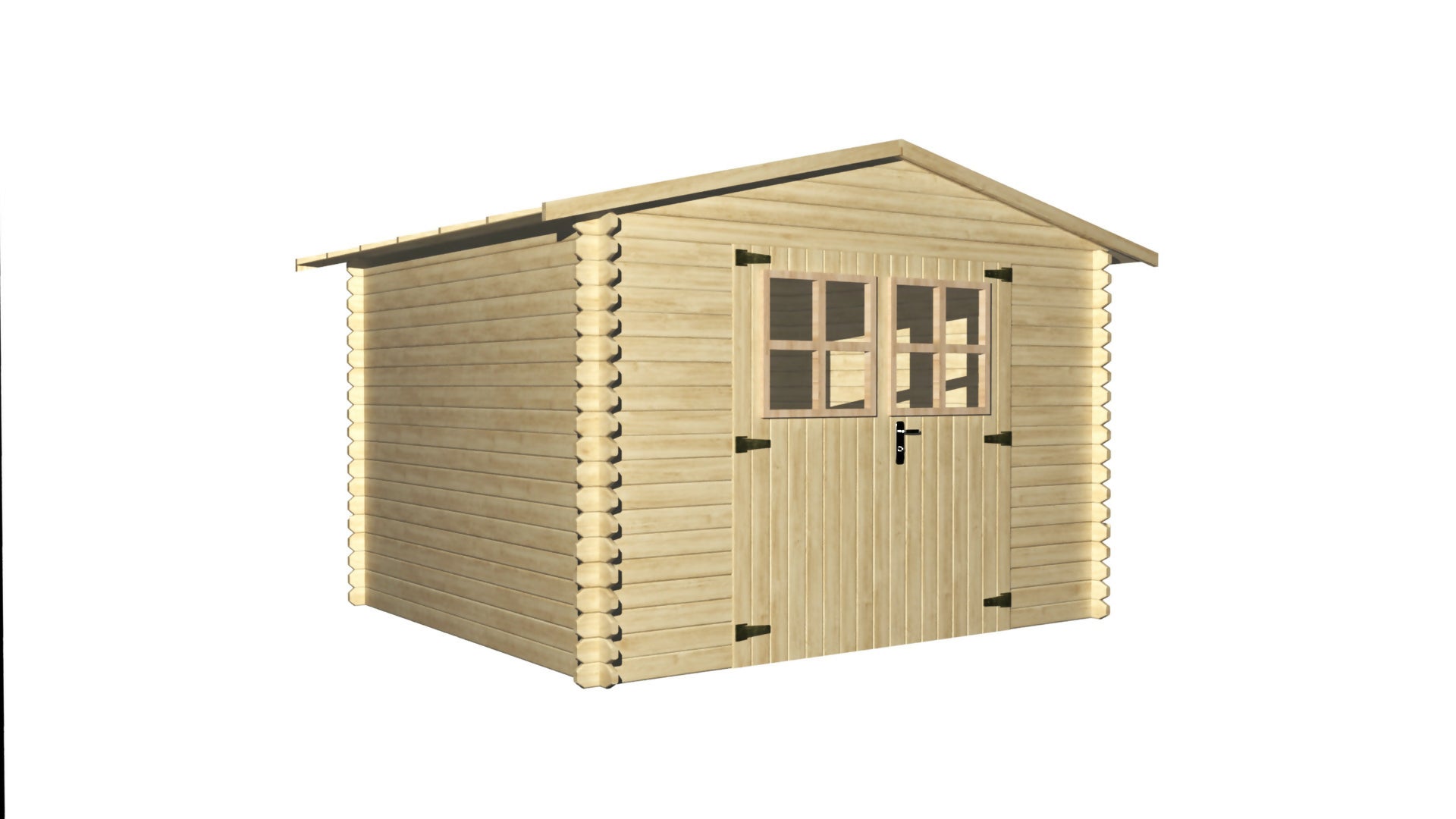 Abri de jardin en bois, ep 19mm, surface utile 7,62m², 298x298x235cm, INT019/INEKSA