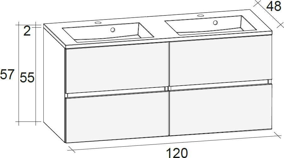 Ensemble meuble & lavabo RIHO CAMBIO SENTITO SET 23 en bois stratifié 120x48x H 57 cm