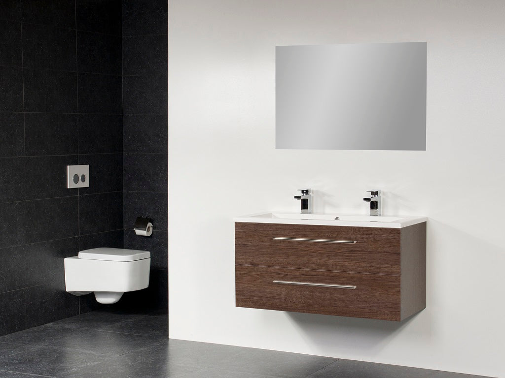 Ensemble meuble & lavabo RIHO CAMBIO STRETTO SET 13 en bois laqué brillant 100x38x H 58 cm