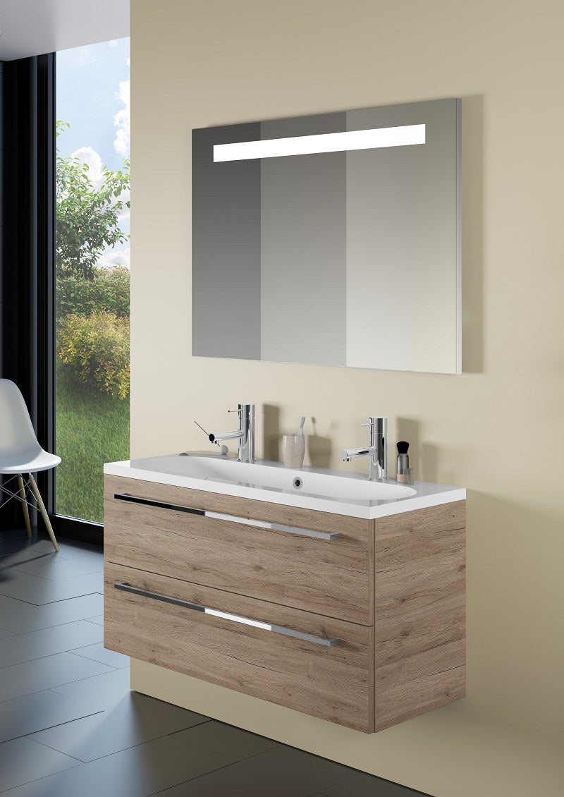 Ensemble meuble & lavabo RIHO CAMBIO STRETTO SET 13 en bois laqué brillant 100x38x H 58 cm