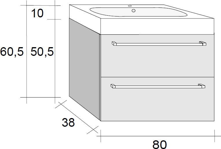 Ensemble meuble & lavabo RIHO SLIMLINE SET 65 en bois stratifié 80x38 H 60,5 cm clicktofournisseur.com