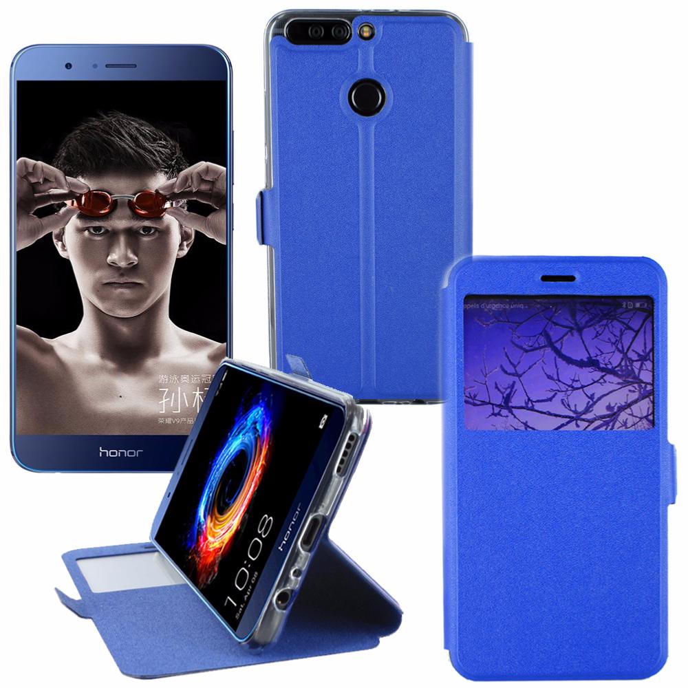 Etui Rabattable Simili Cuir Bleu Roi et Ouverture Ecran pour Huawei Honor V9 clicktofournisseur.com