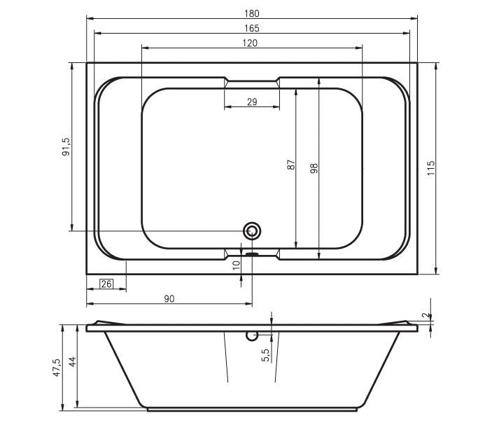 Grande baignoire acrylique RIHO SOBEK 180x115 cm