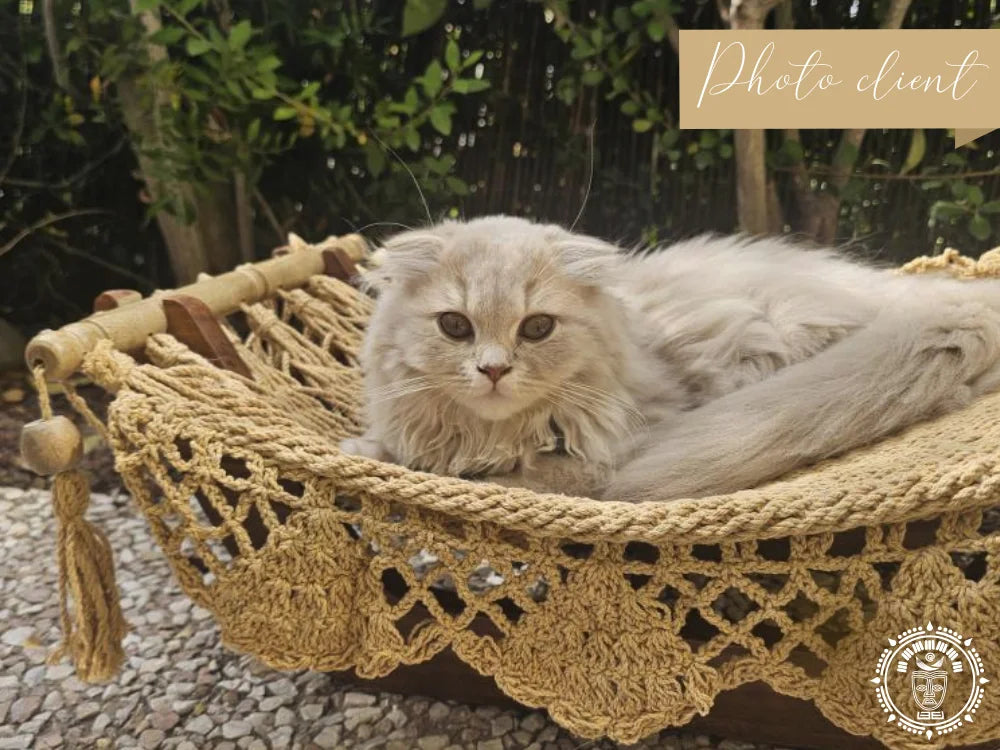 Taupe cat hammock + wooden support