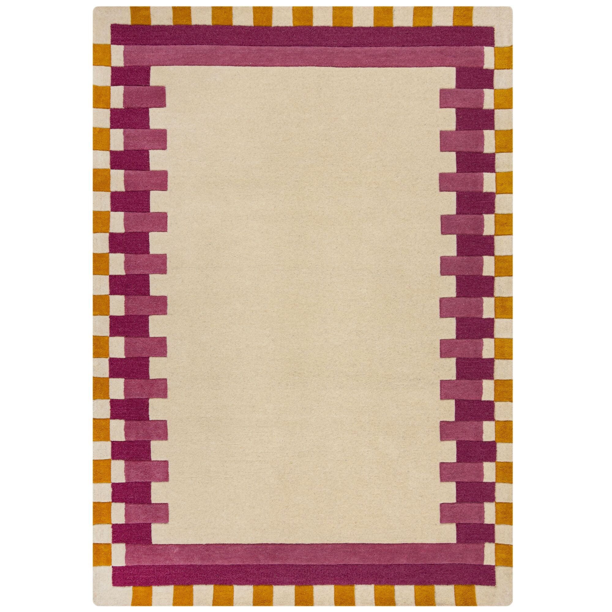 Buy pink Modern YAKI wool rug