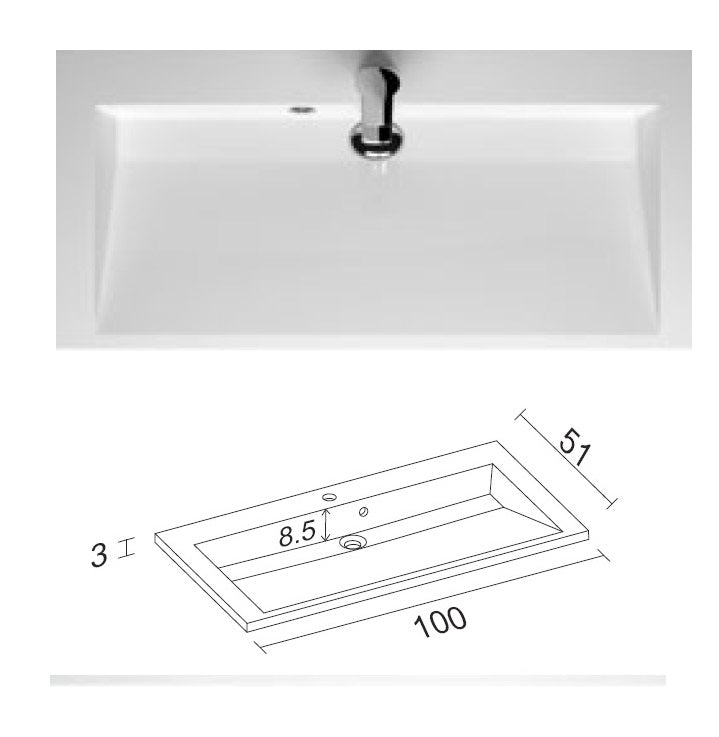 Lavabo RIHO ELZAS en céramique 100x51 H 3 cm