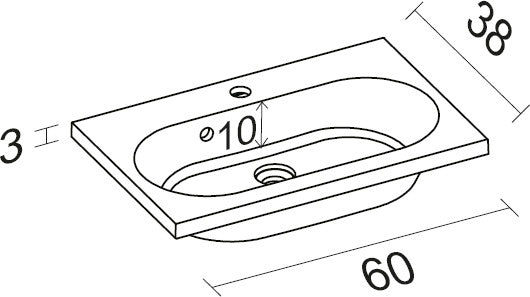 Lavabo RIHO ENNA en céramique 60x38 H 3 cm